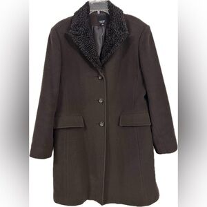 EUC Esprit women’s full length dress brown outerwear coat, 80% wool, 20% nylon